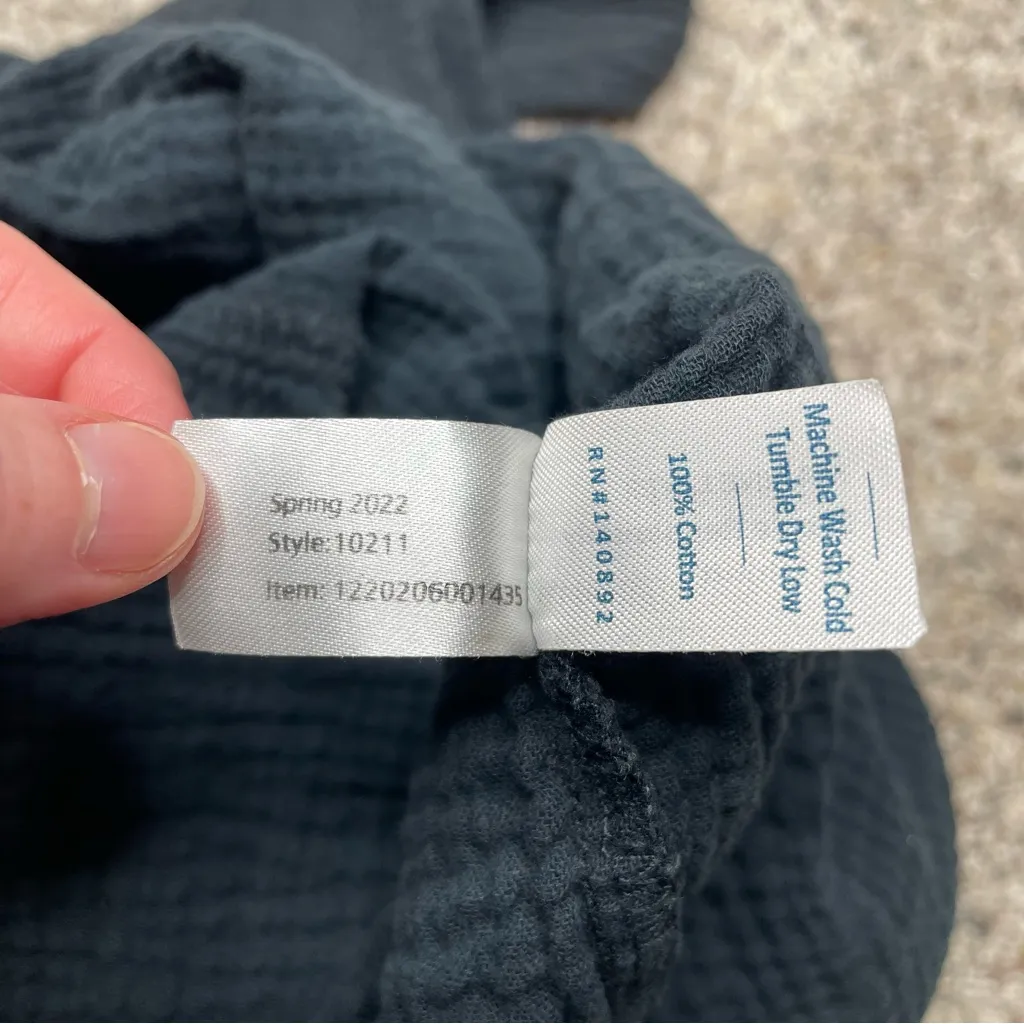 Marine Layer Corinne Double Cloth Maxi Dress Black Small Gauzy Cotton Sleeveless - Image 7