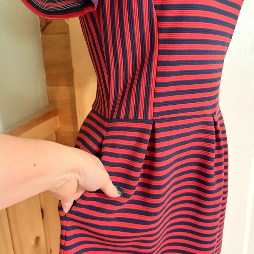 Madewell Red and Blue A-Line Mini Dress - Image 4