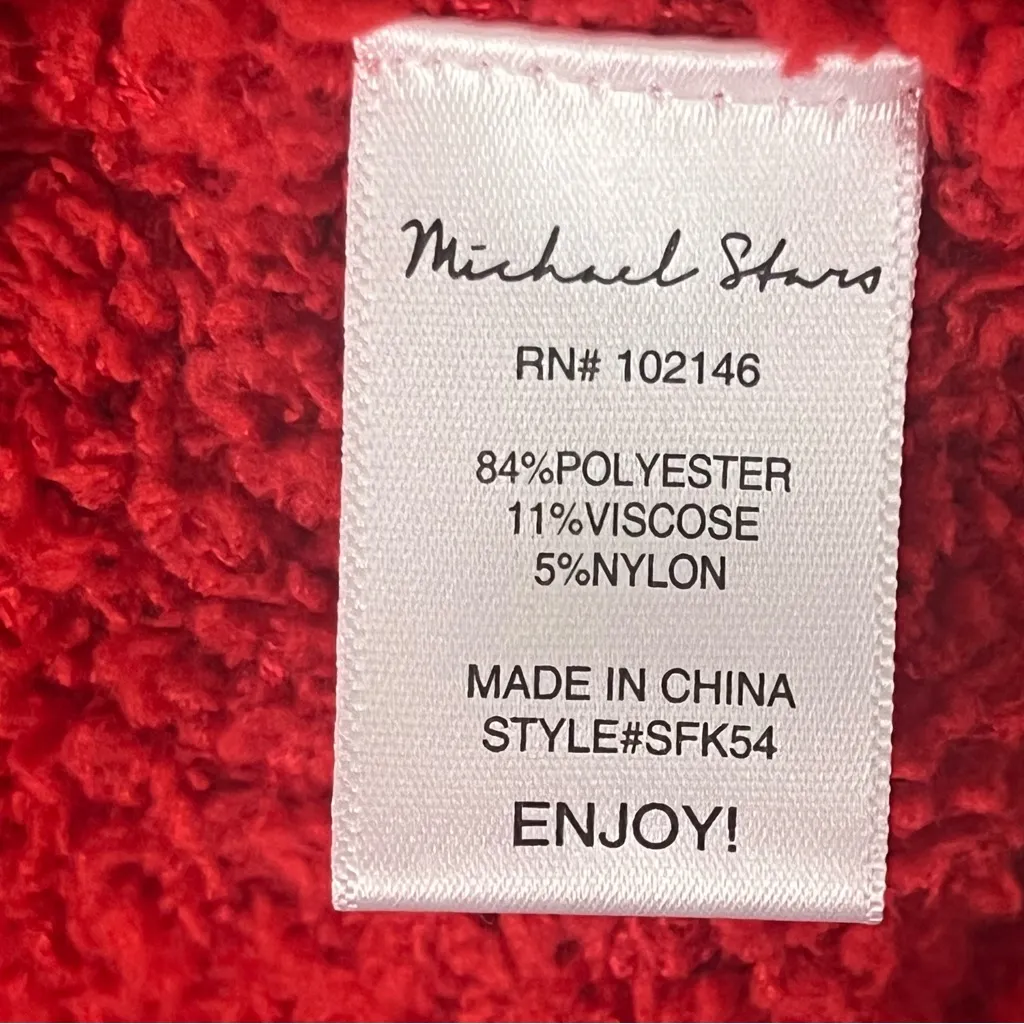 MICHAEL STARS Freja Red Fuzzy Long Sleeves Crewneck Pullover Sweater Size Medium - Image 4