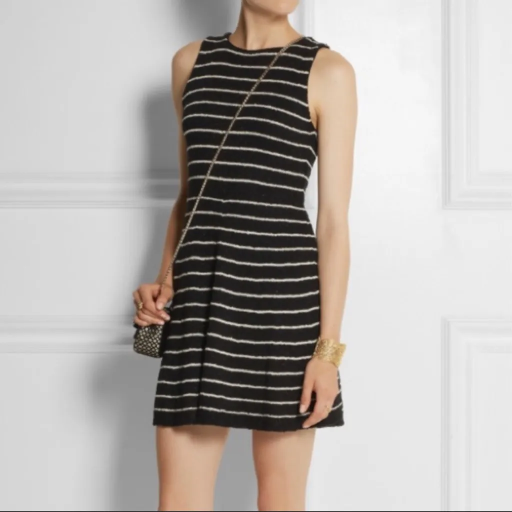 Alice + Olivia Monah Striped Metallic Sleeveless Wool Blend Sweater Dress - Image 10