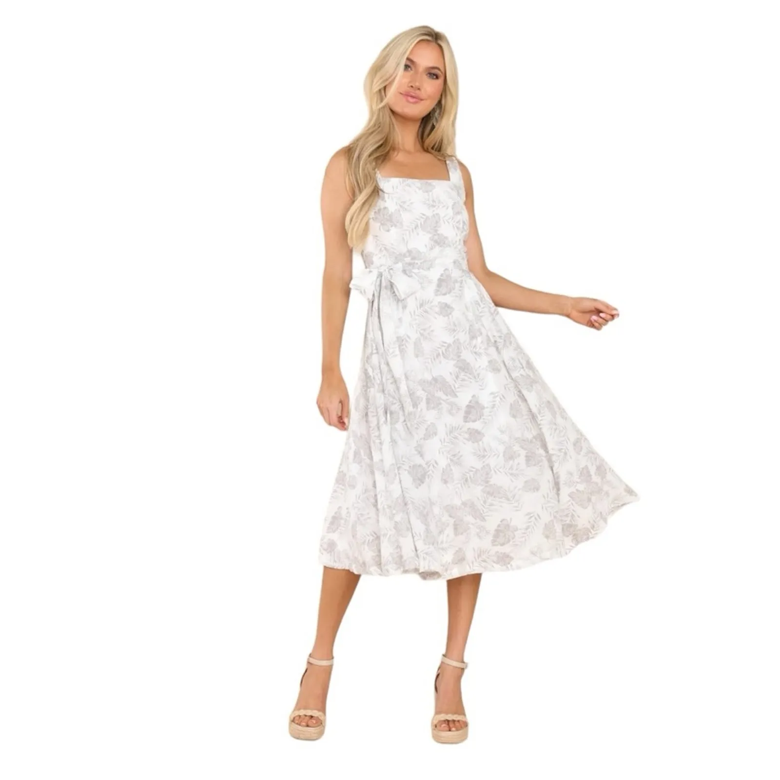 Anthropologies Aakaa It’s All Special White Floral Print Midi Dress NWT Large - Image 2