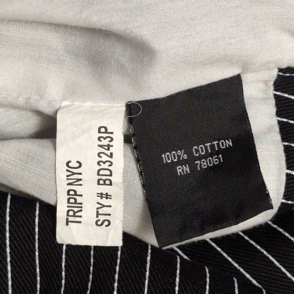 Tripp NYC Black White Striped Asymmetrical Zip Biker Jacket Moto Size M - Image 7