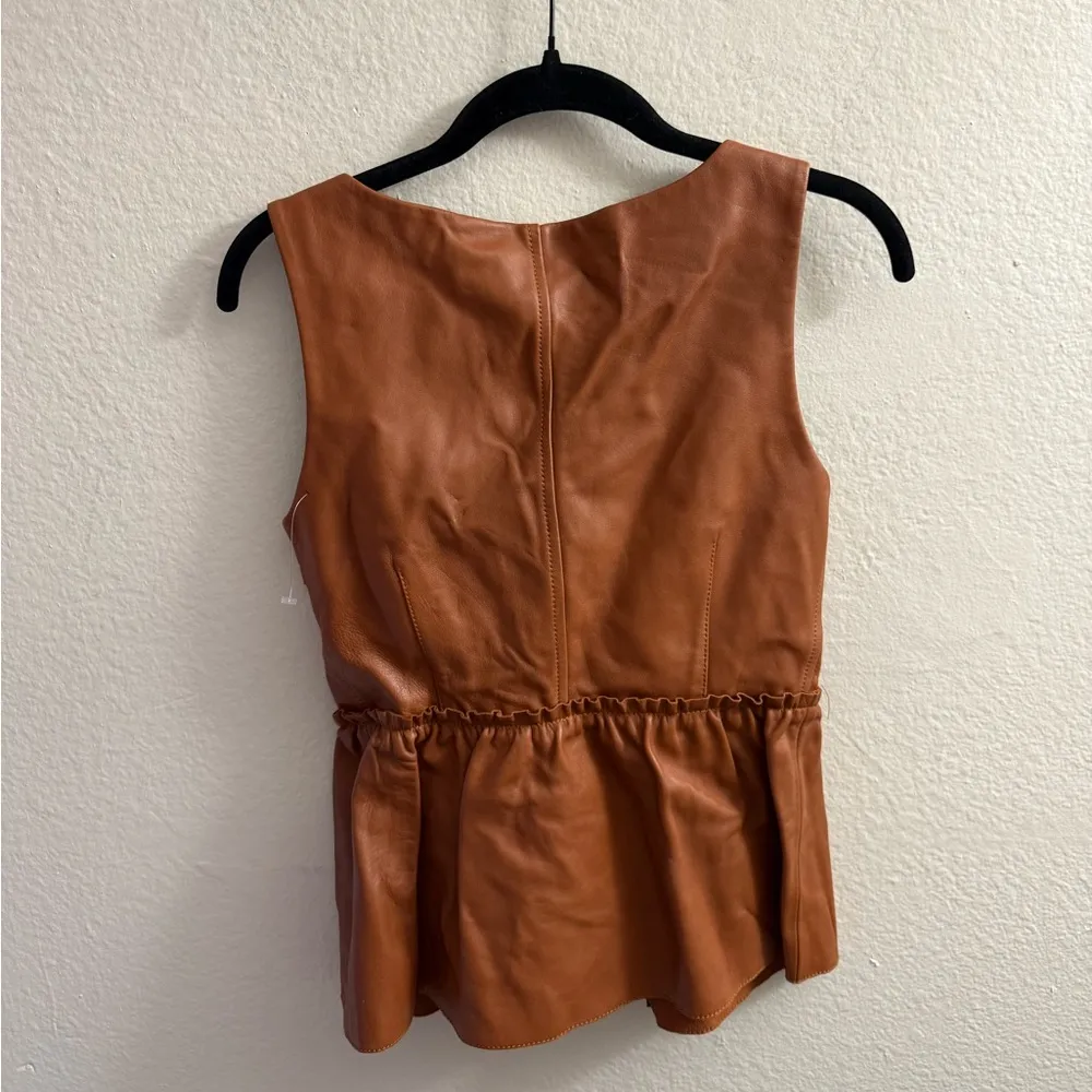 3:1 Phillip Lim Womens S/M Brown Leather Bustier Top Going Out Top - Image 3