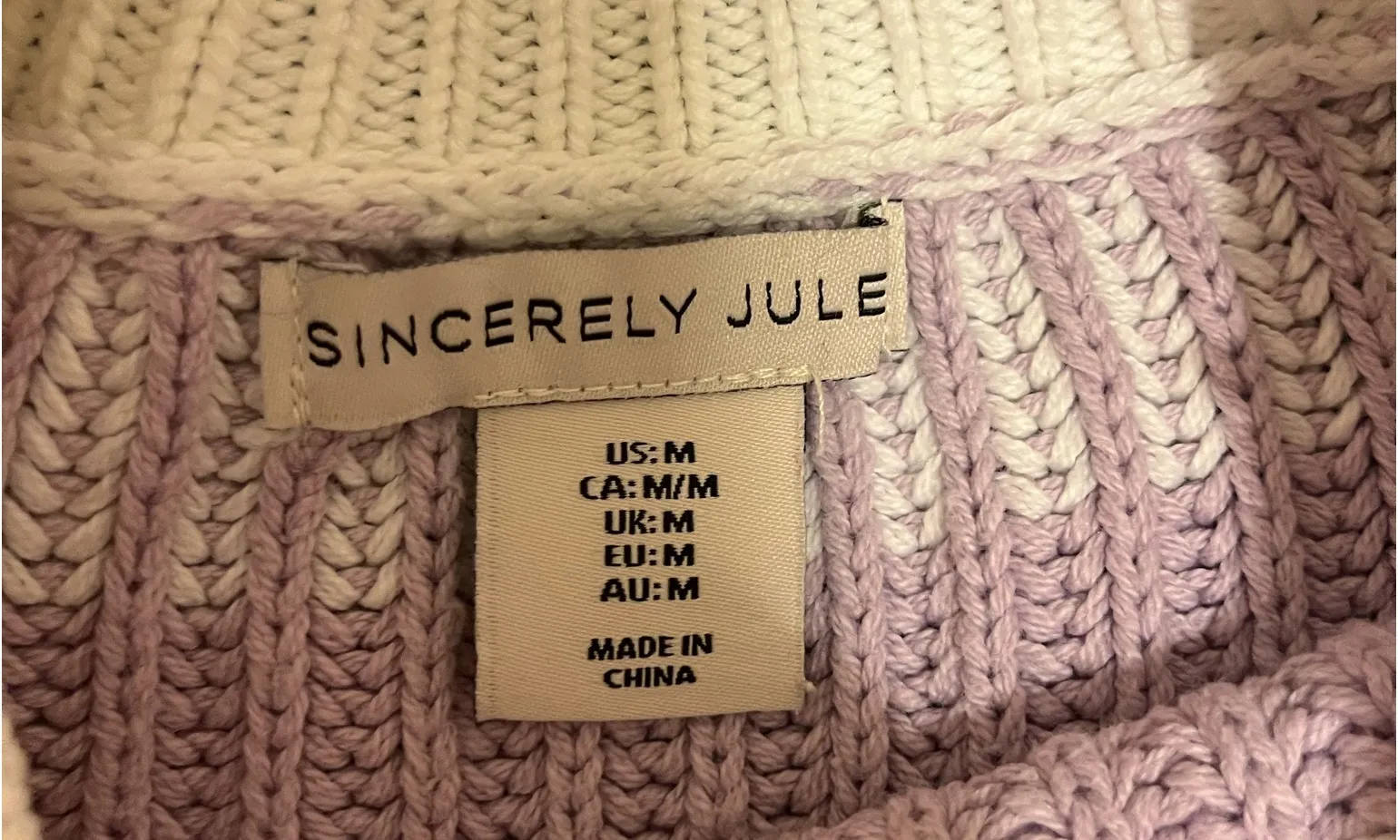 Sincerely Julie Purple And White Cropped Sweater - Image 3