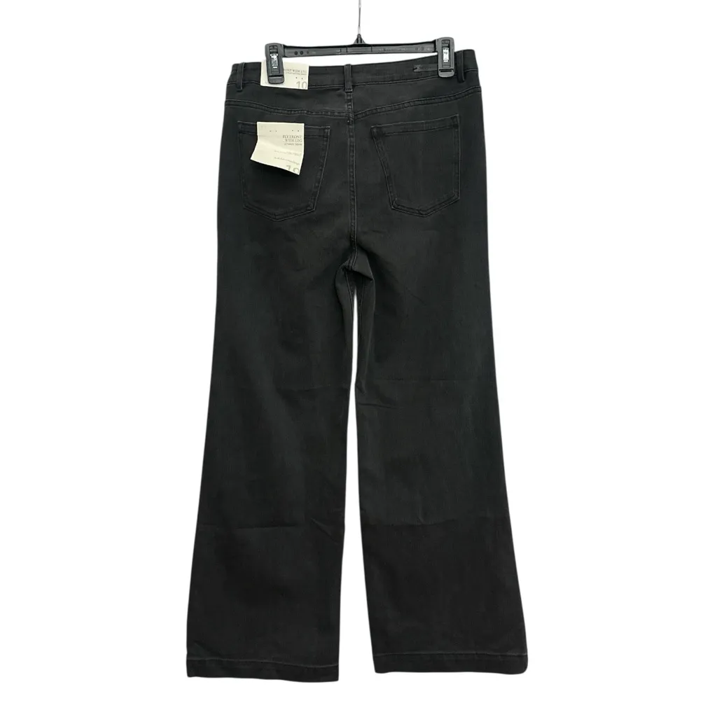 Soft Surroundings Ultimate Denim Fly Front Wide Leg Jeans Size 10 Black NWT - Image 4