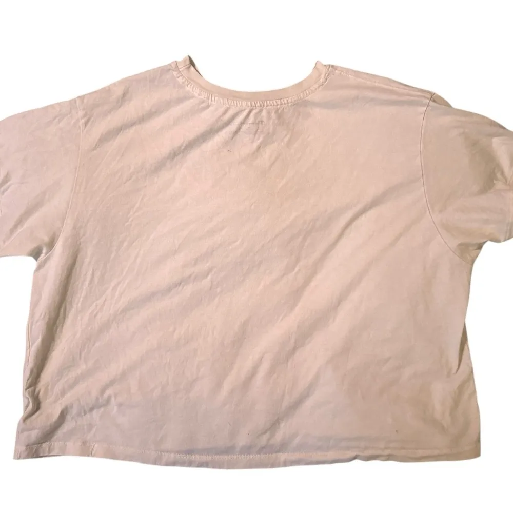 Champion Cropped Beige T-Shirt with pale pink logo - Image 2