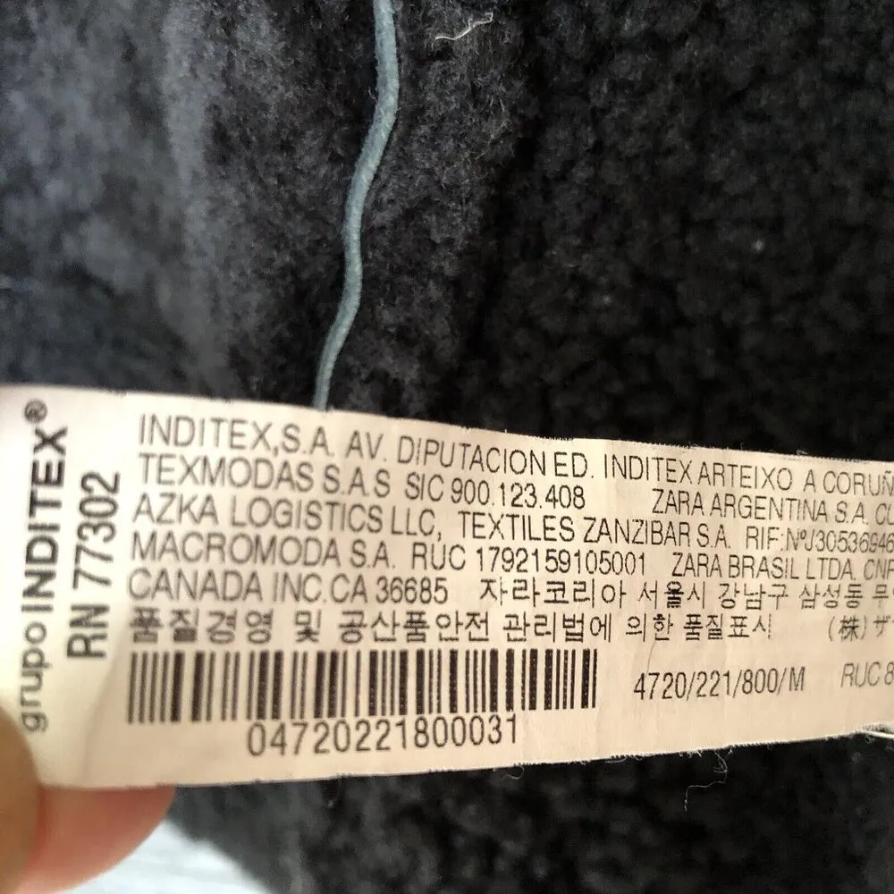 Zara Woman’s Coat M Bomber RAF Black Aviator Fur Shearling Real Leather Jacket - Image 13