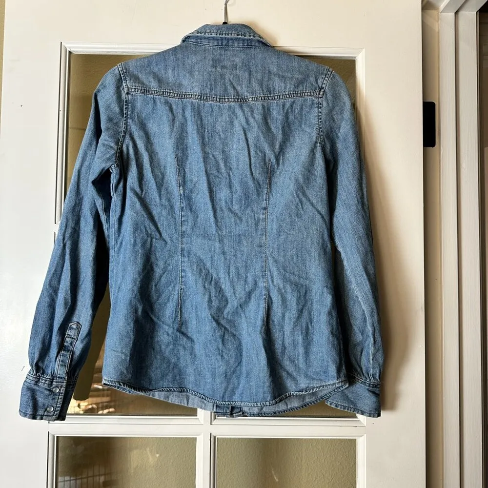 UNIVERSAL THREAD Western Denim Pearl Button Jean Shirt Size XS - Image 6