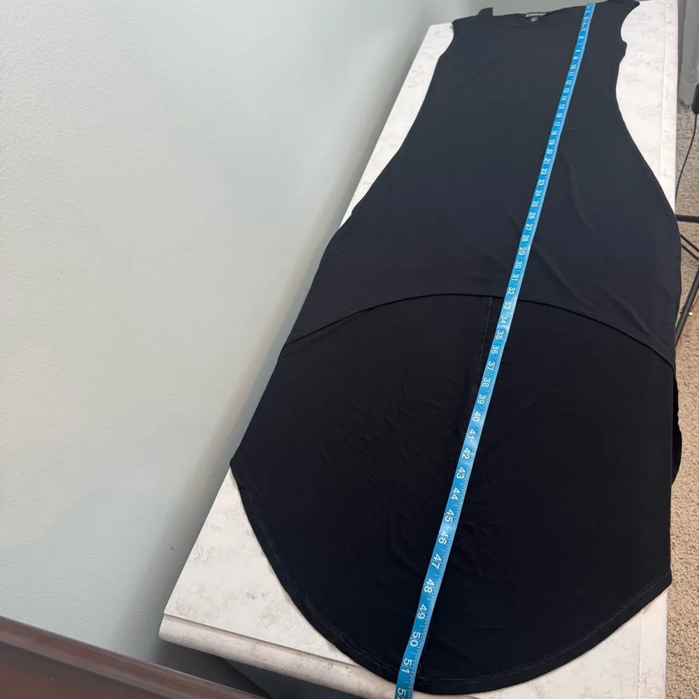 Women's Express T-Shirt Tank Dress XS Black Sleeveless High Low Hem - Image 6