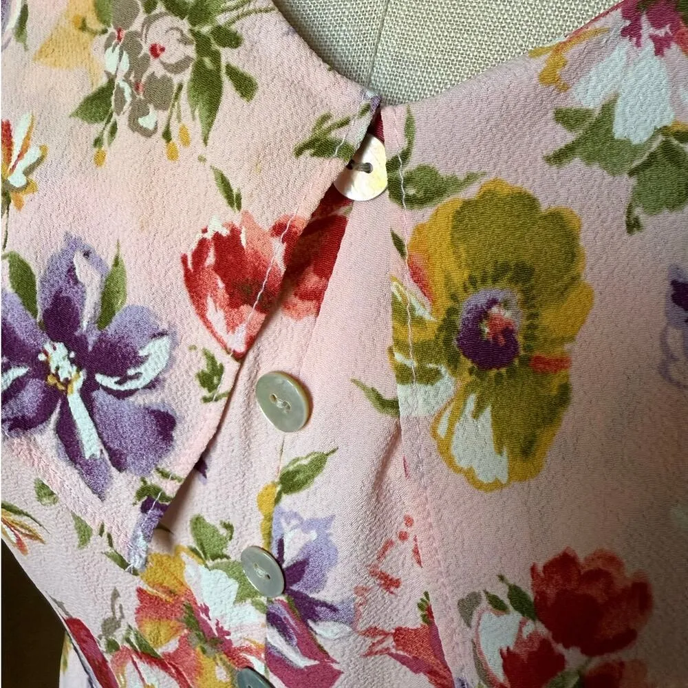 Vintage Susan Bristol Pink Floral Midi Dress Size 6 - Image 5