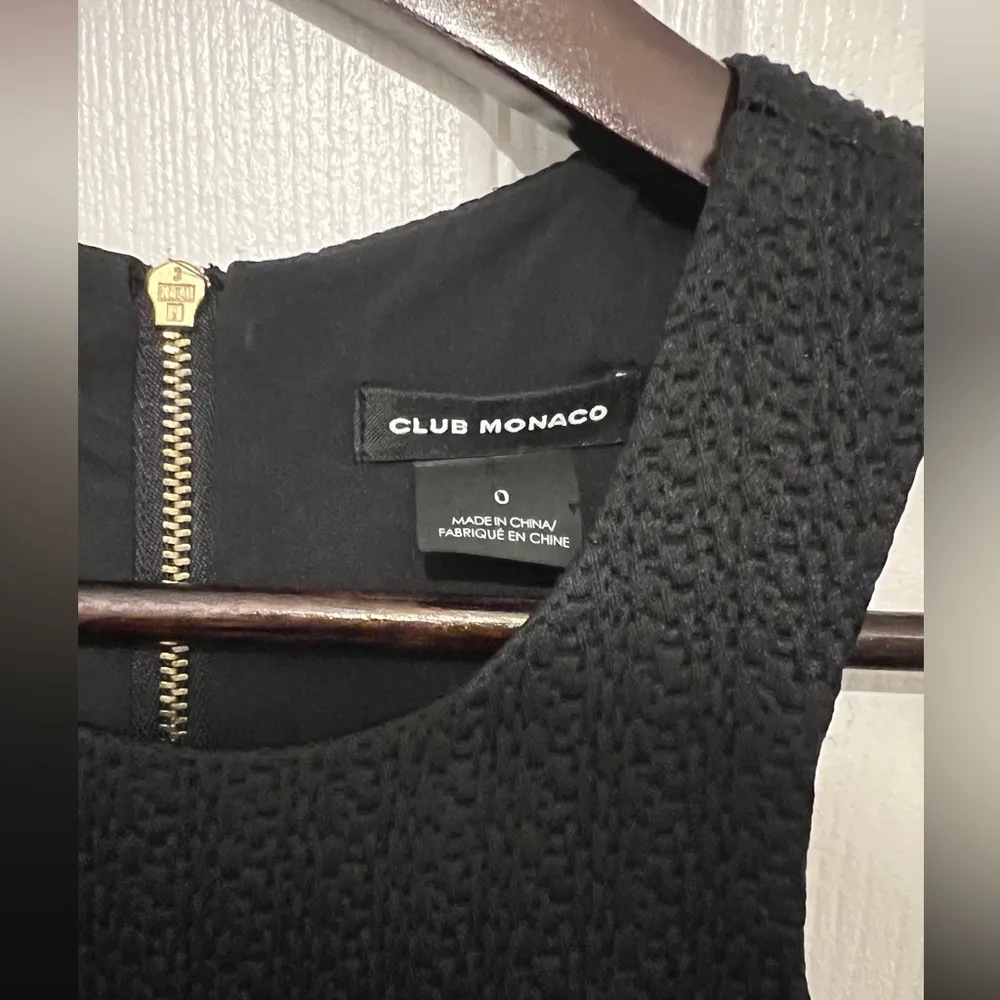 CLUB MONACO Women’s Black Textured Sleeveless Side Cut Out Mini Dress Size 0 - Image 3