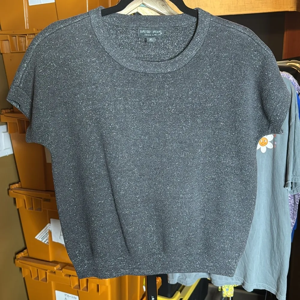 Barefoot Dreams CozyChic Ultra Lite Dolman Short Sleeve Pullover Charcoal Sz XS - Image 7