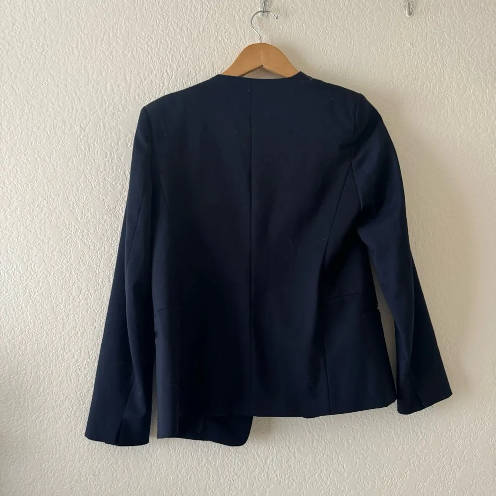 Sandro Blue Tuxedo Jacket Blazer with Black Lapel, Size 36 - Image 4