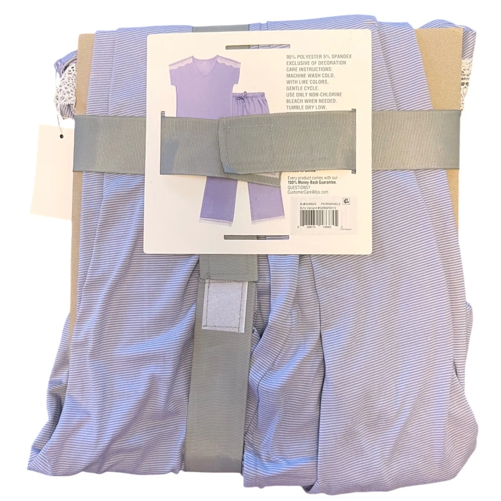 Berkley Jensen Lace Trim Pajama Set 2pc Periwinkle Stripe Size Large NWT Purple - Image 4