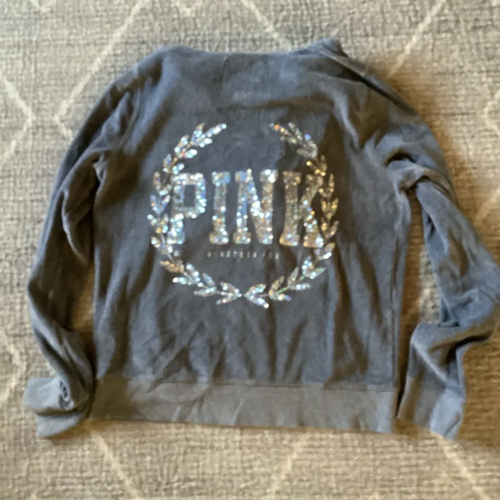 Gray Zip-Up Hoodie Y2K sequins - Image 4