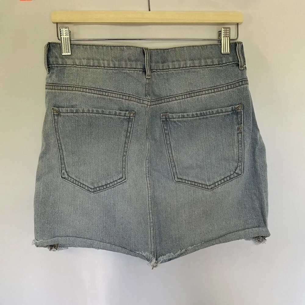 Express original cotton vintage high rise jean skirt frayed edges pockets casual - Image 5