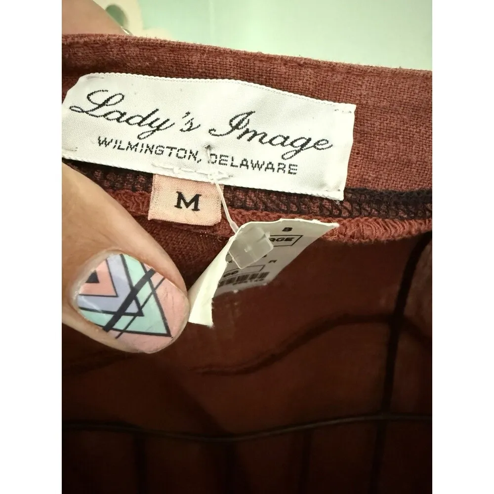 Lady’s Image Blazer Medium Rust Red Blazer Jacket Lagenlook Artsy Linen Brown - Image 4