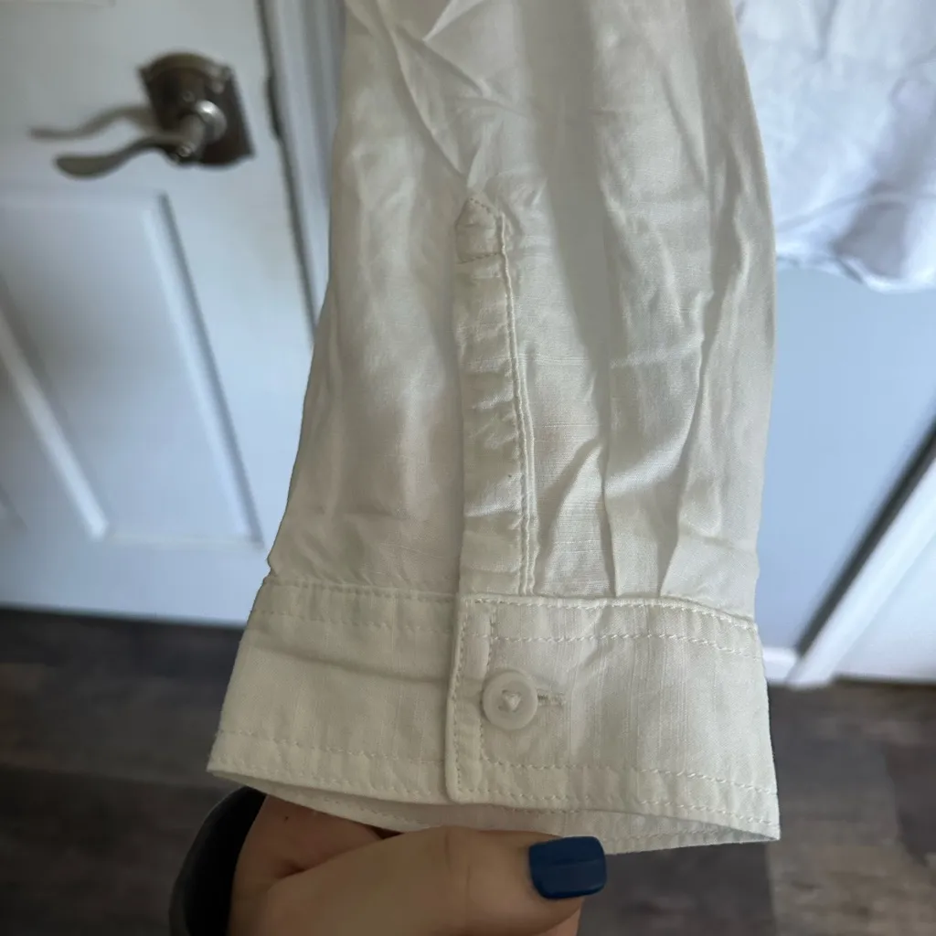 White Linen Button Down Shirt - Image 2