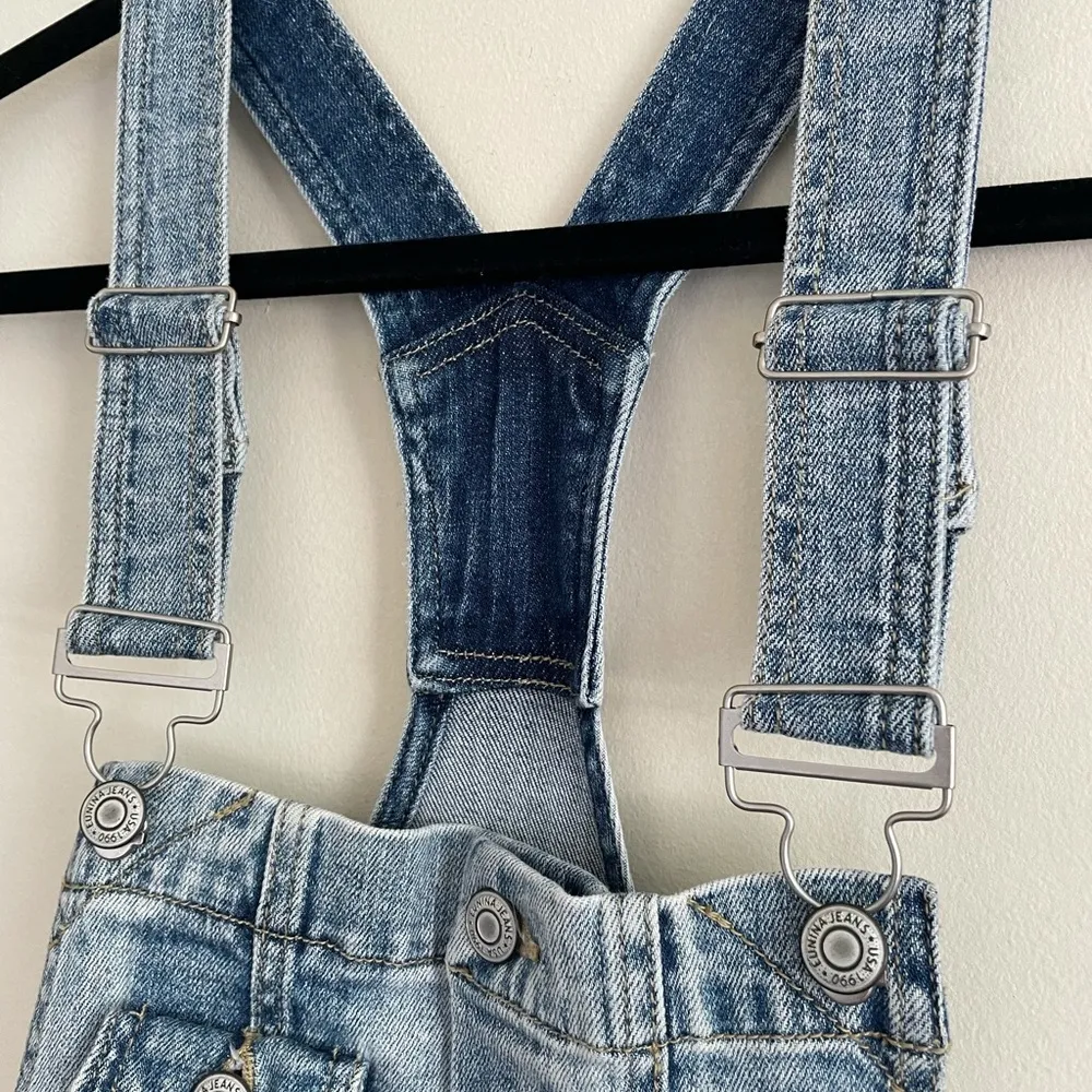 Eunina Elle Shortall XS denim jean shorts overalls - Image 3