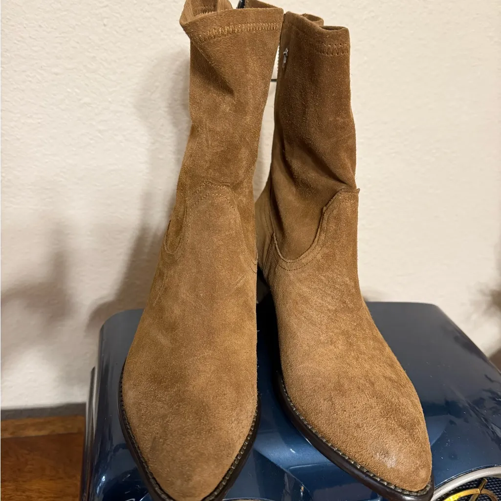 NEW RtA Women’s Short Western Suede Boots Italy Size 4.5 (35) Desert Sand $780 Tan - Image 5