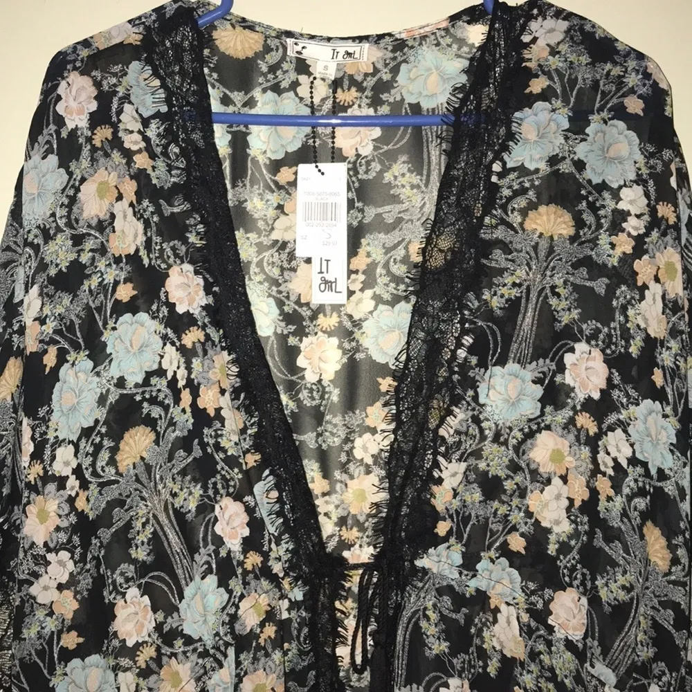 It girl tie front cardigan with high slit on side Blue - Image 6