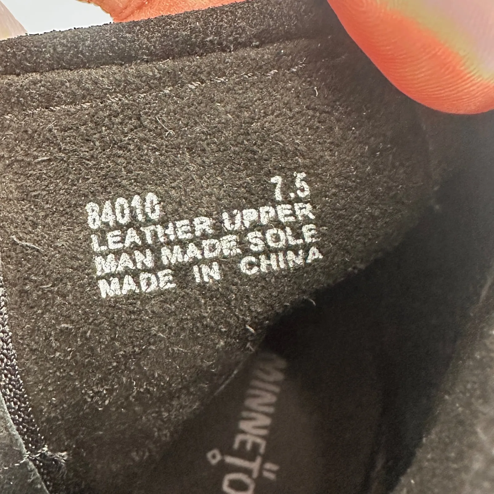 Minnetonka Black Suede Leather Fringe Ankle Wedge Booties Women 7.5‎ Festive - Image 9