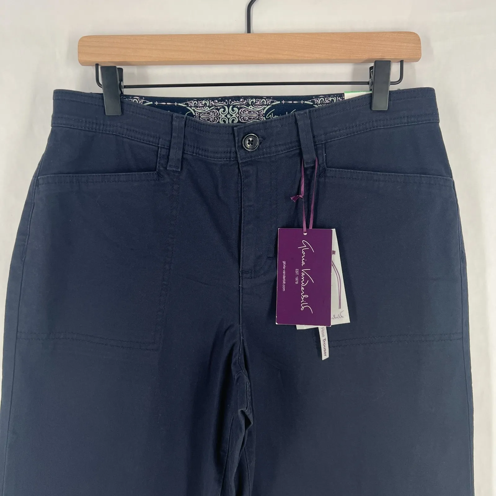 Gloria Vanderbilt Ankle Pants Womens 8 Navy Blue Cotton Stretch Straight Leg - Image 2