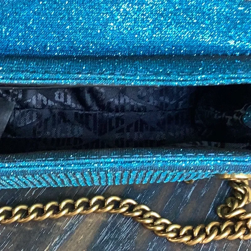 Kurt Geiger Brixton Mini Plate  Turquoise Rhinestone Crossbody Bag NWT - Image 7