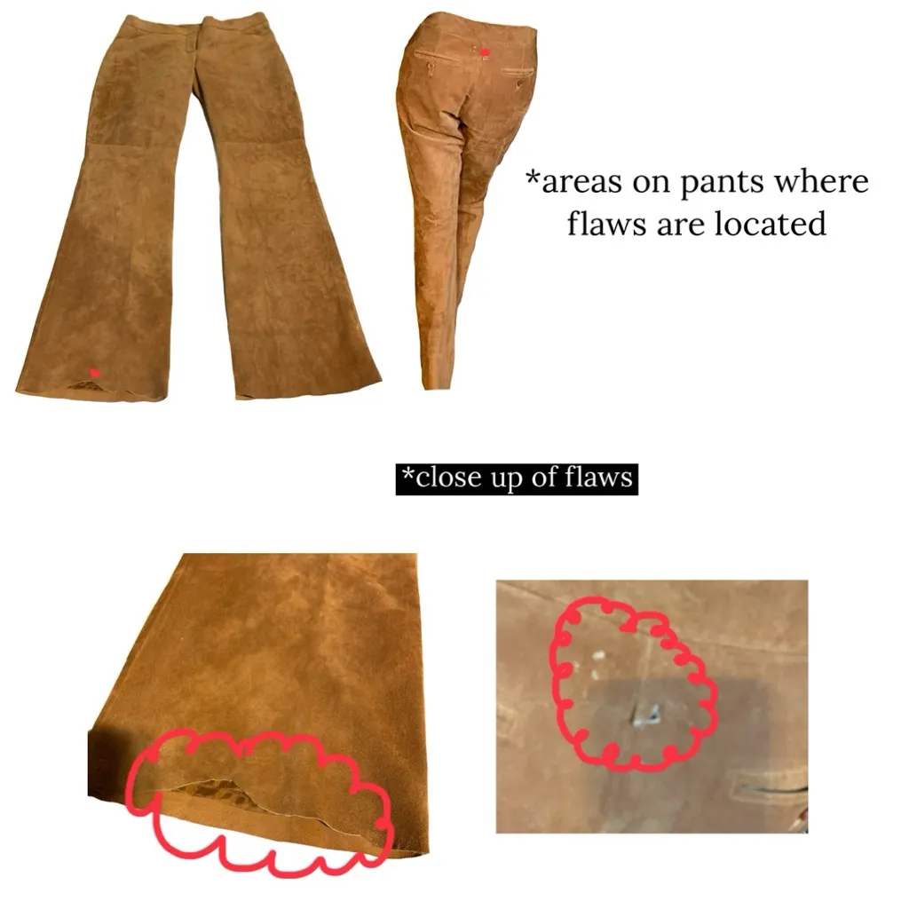 VINTAGE 1980'S TAN SUEDE FLARE LEG PANTS (S) - Image 12