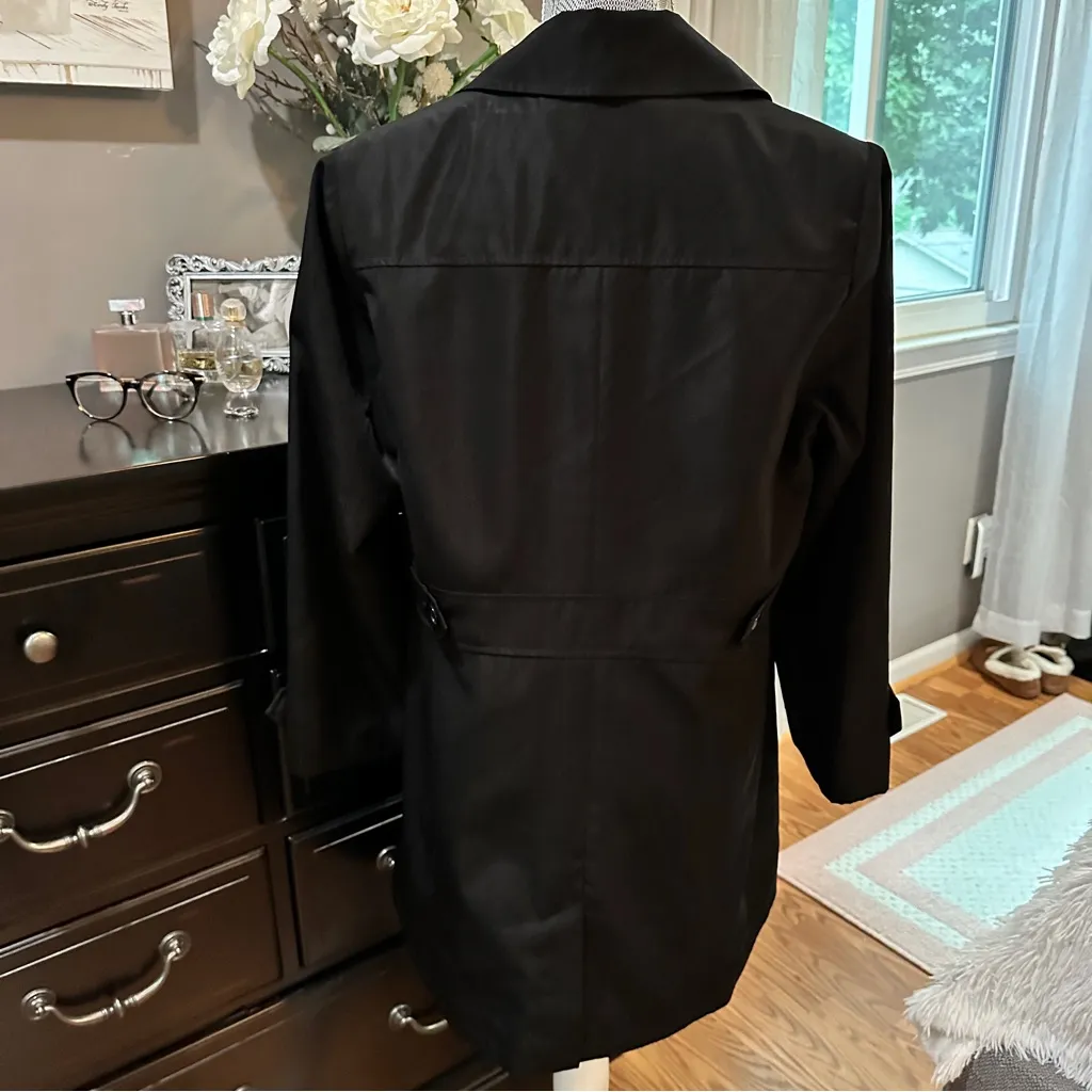 Relativity Black Button Front Trench Coat Size Large - Image 7