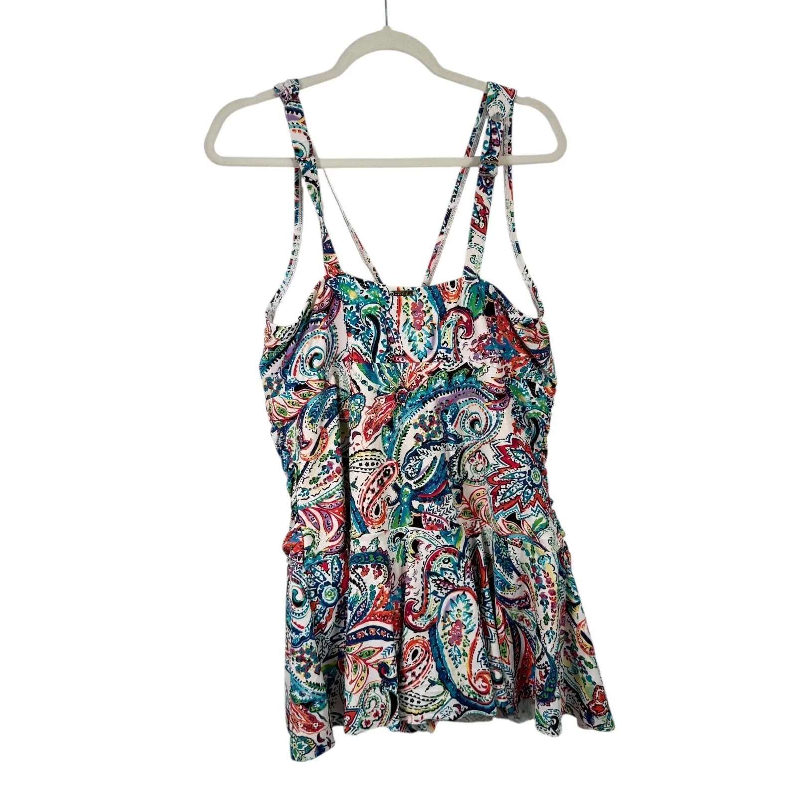 Chaps Floral One Piece Swimsuit Dress Modest Vacation Beach Womens Plus 22W - Image 6