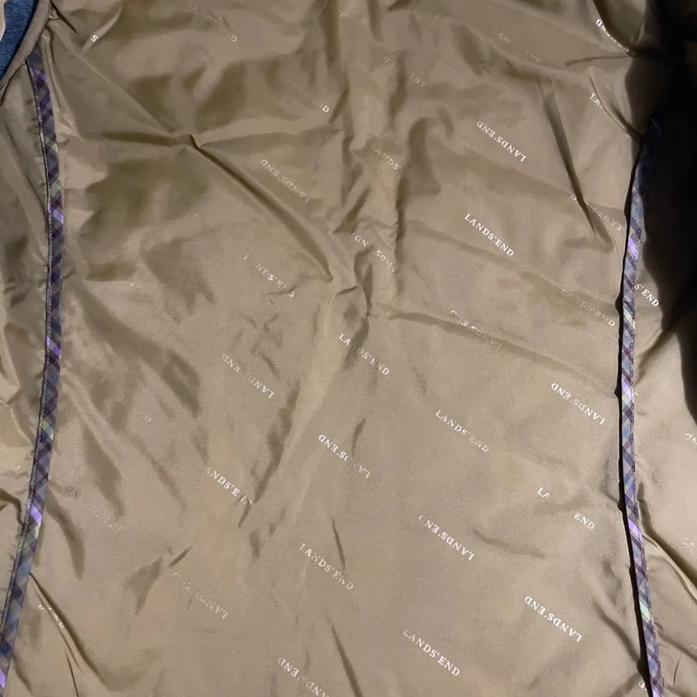 Lands End Green Quilted Full Zip Plaid  Woman’s Vest Small - Image 8