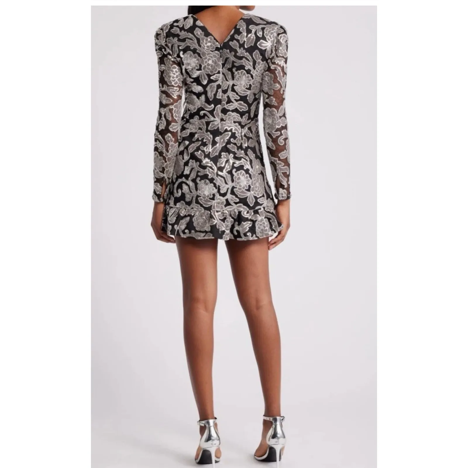 Dress the Population Kelsey Sequin Floral Mini Dress-L (New) - Image 2