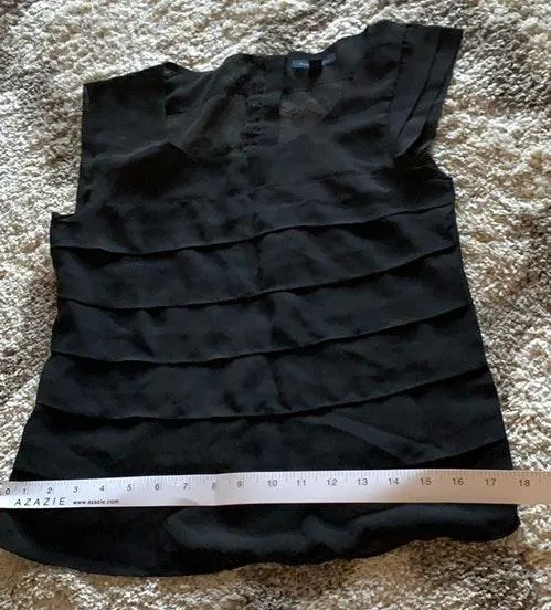 AEO Black Ruffle Layer Chiffon Blouse  - Image 4