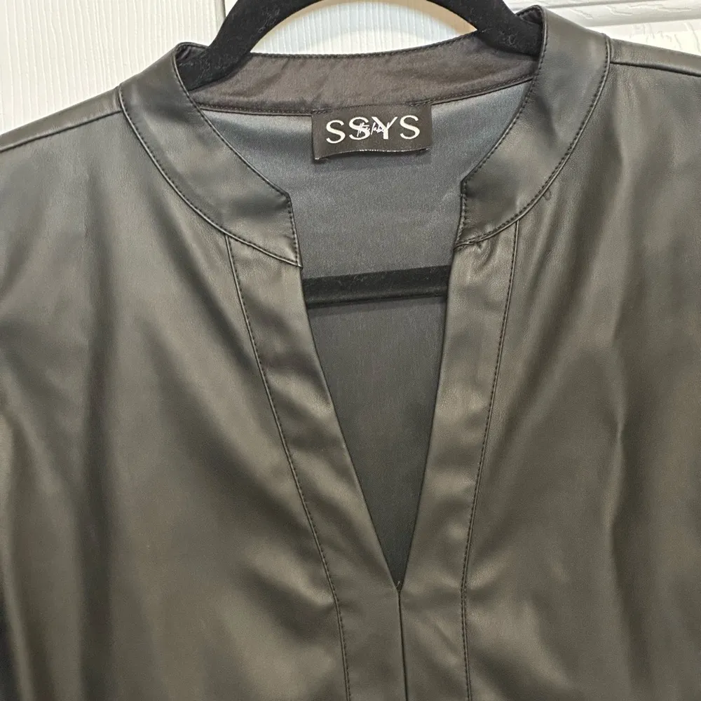 SSYS The Label Leather Flutter Tier Dress Black Leather Medium - Image 7