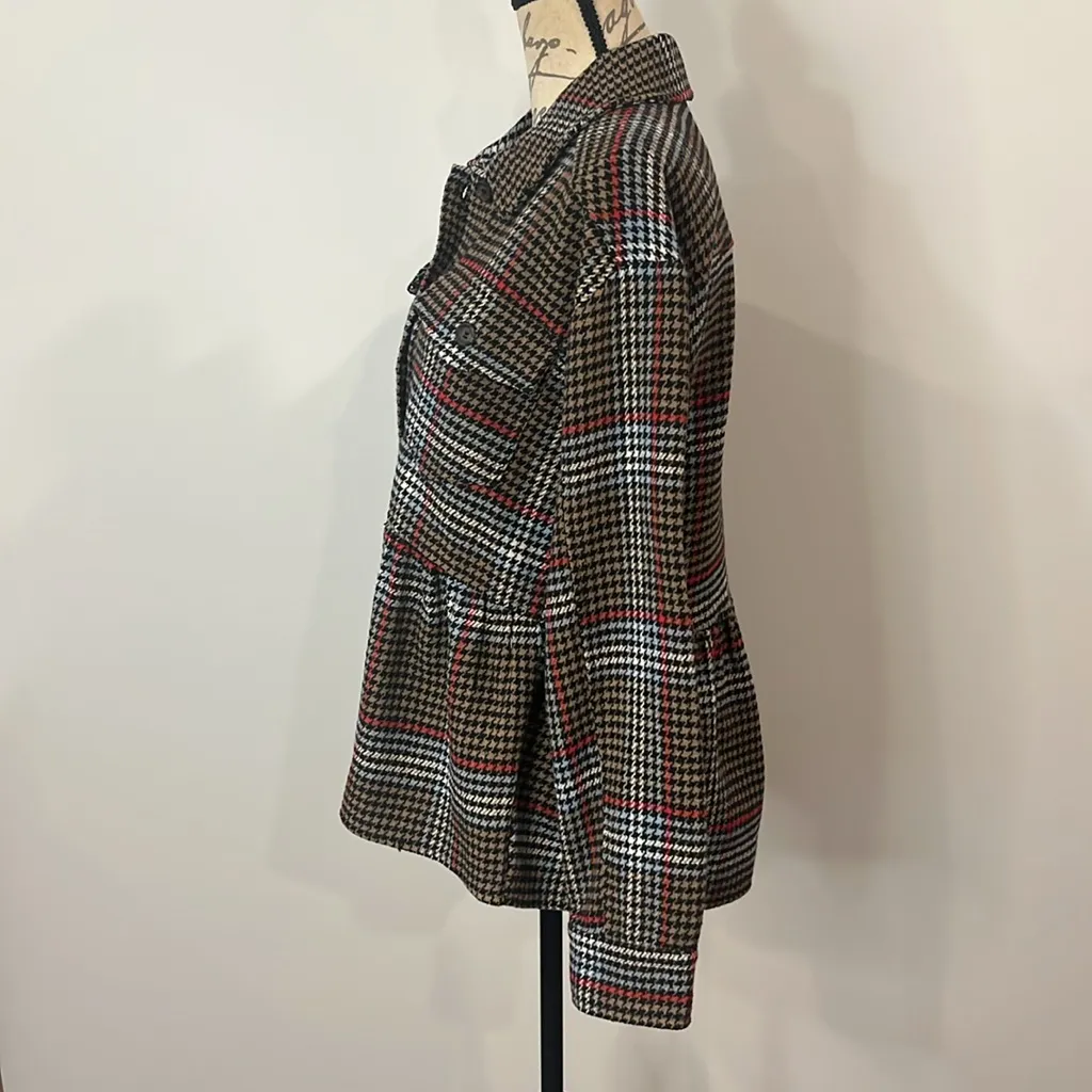 Like new Mystree wool blend houndstooth peplum shacket M - Image 3