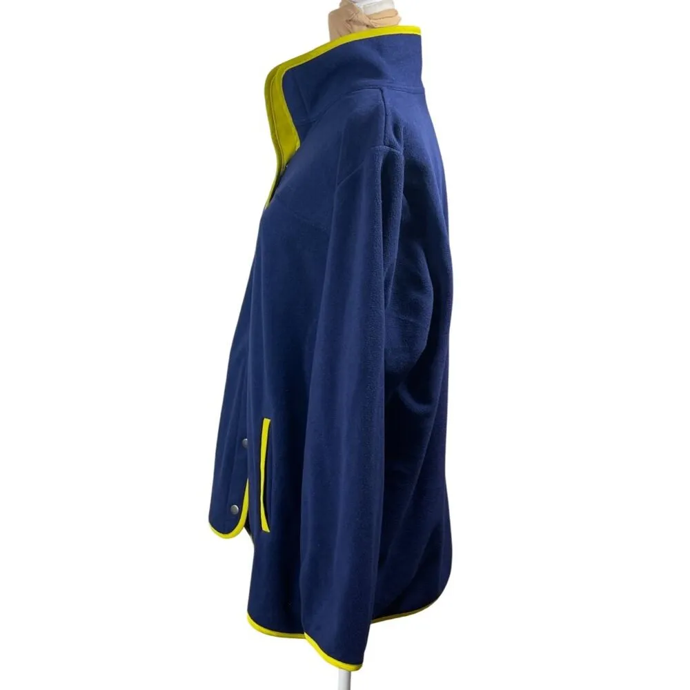 Susan Graver Weekend Fleece Jacket Snap Navy Yellow Size XL Extra Large - Image 2