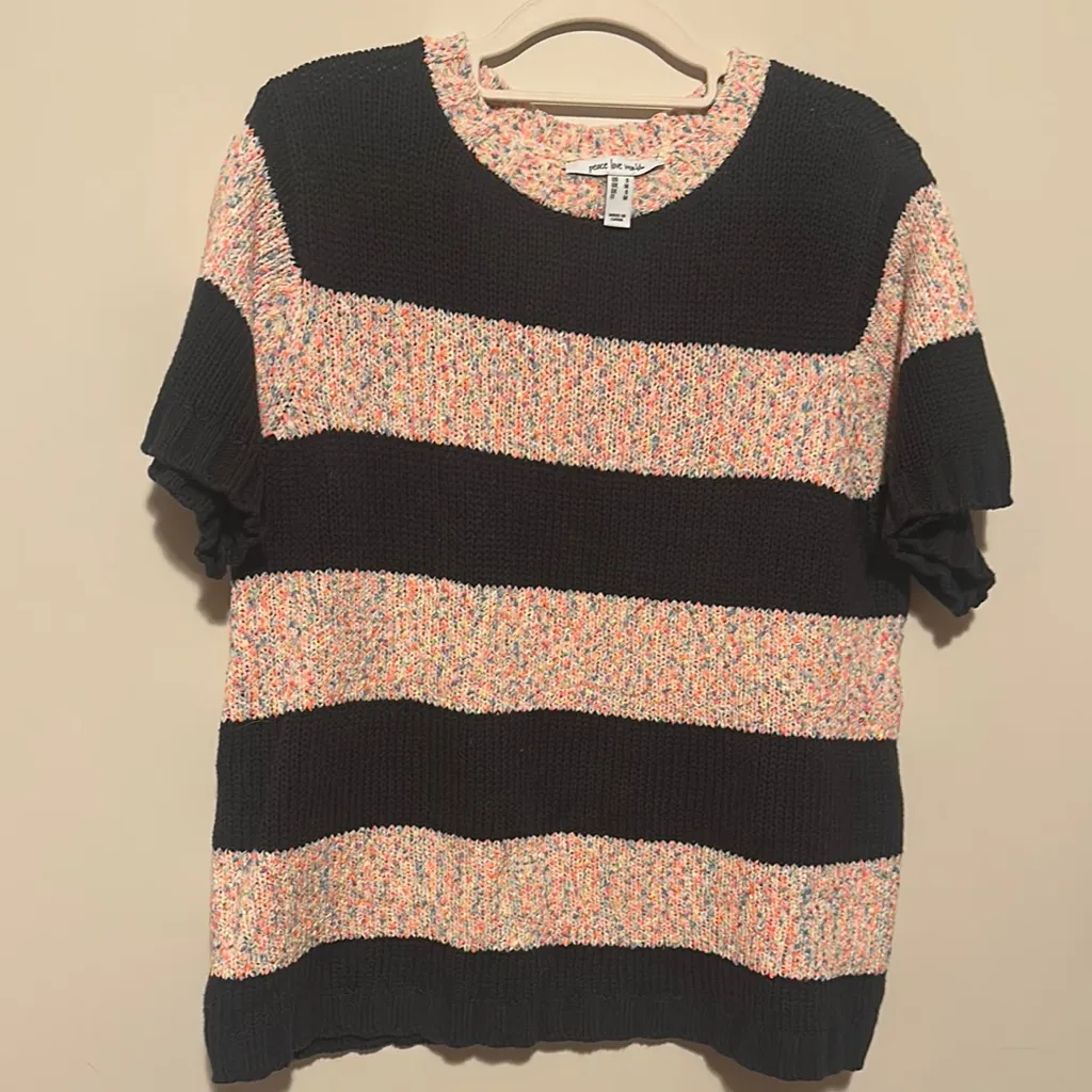 Peace Love World Black and Cream Striped Tee - Image 10