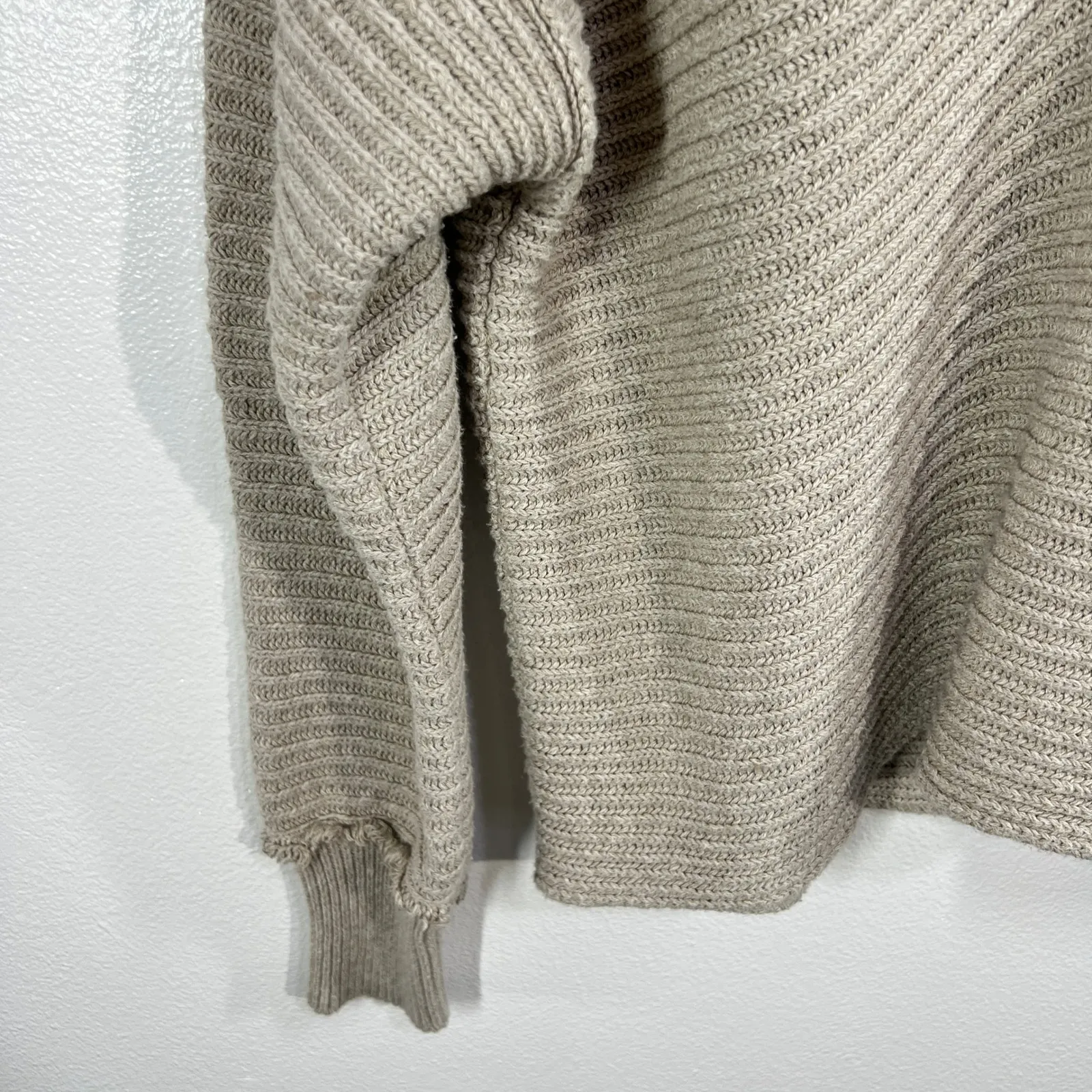 Free People Marlie Pullover Ribbed Collared V- Neck Pullover Sweater Neutral L/G - Image 7