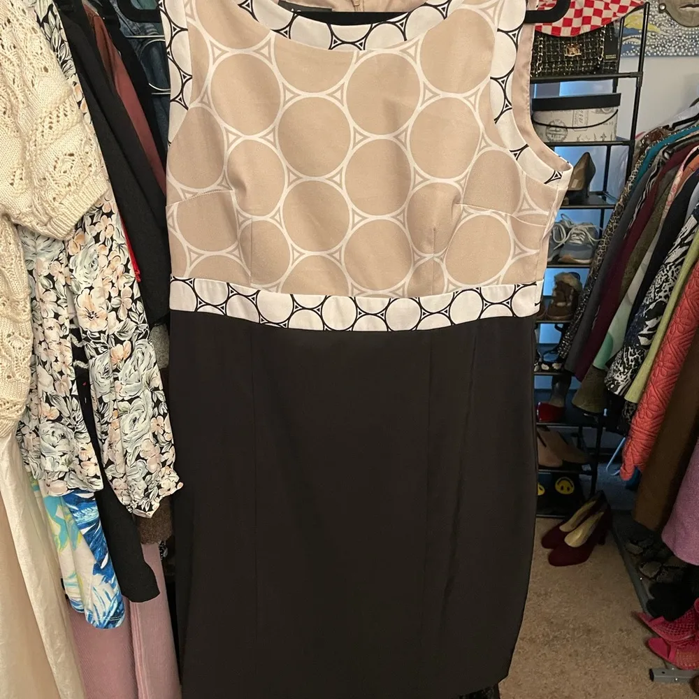 ABG Polka Dot Color/Pattern Block Midi Dress Size 14 - Image 2