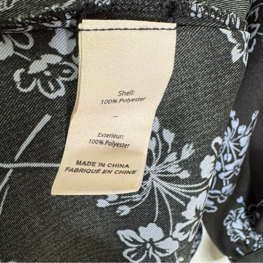 Cinq a Sept Halette Wrap Midi Dress Black & Blue Floral Print Size 4 - Image 10