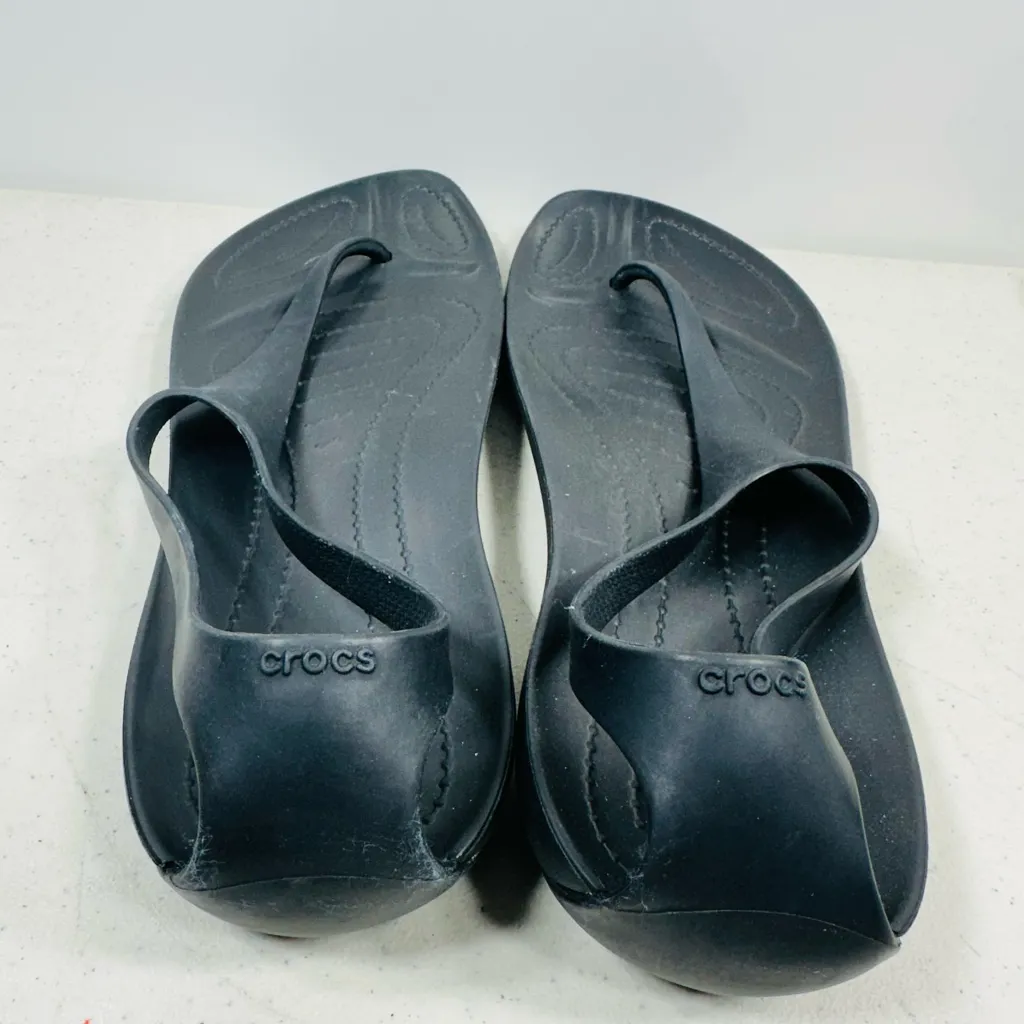 Crocs Sexi Flip Flop Sandals Womens Size 9 Black Serena T - Image 4