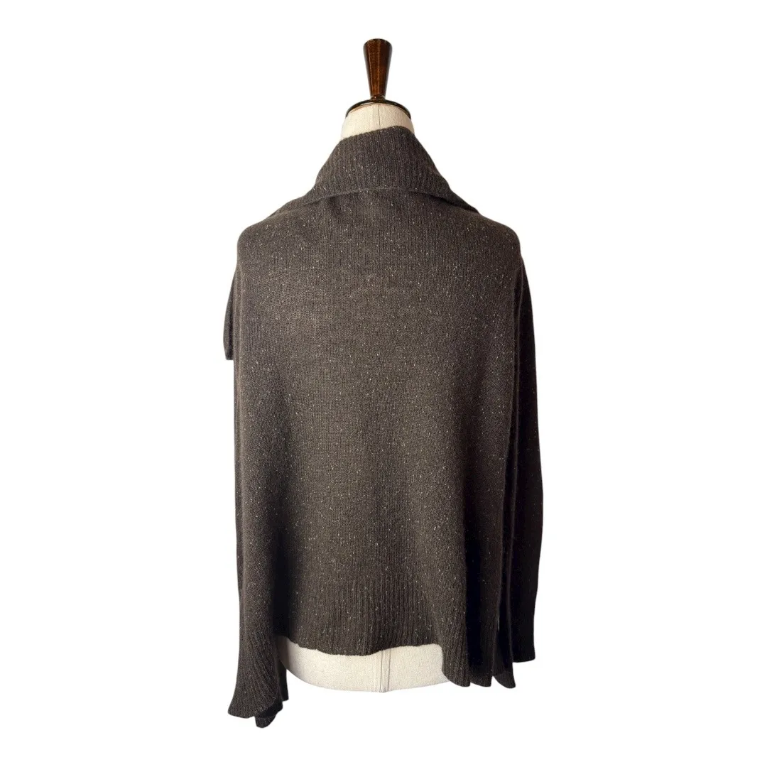 Peck & Peck Sweater Women Medium Brown Speckle Wool‎ Cashmere Knit Open Cardigan - Image 2