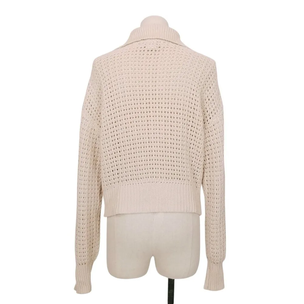 Rachel Zoe Button Front Cotton Cardigan Oatmeal Beige Sz Small - Image 4