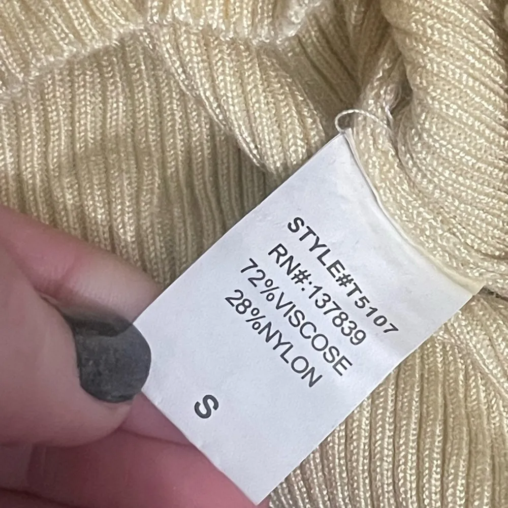 Dreamers By Debut Yellow Collared ribbed Long Sleeve Cropped v neck Sweater S - Image 4