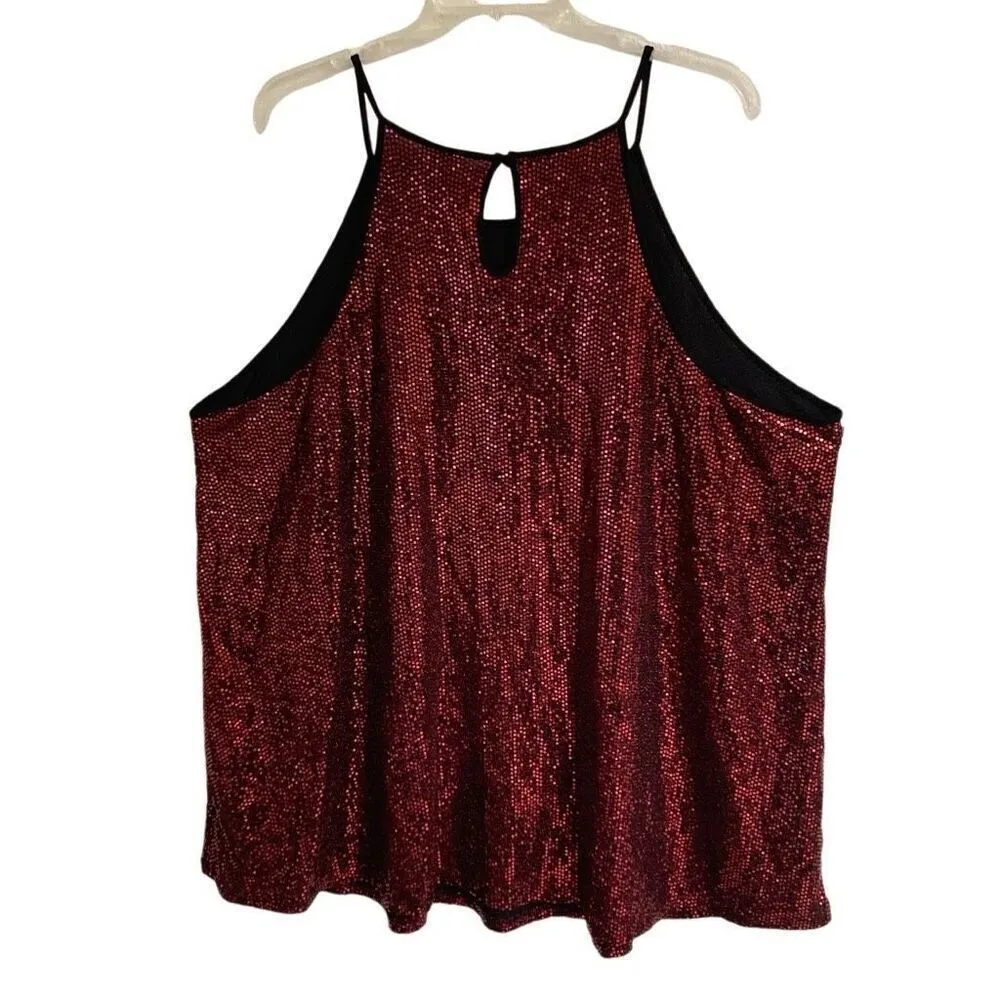Torrid  Red Sequin High Neck Halter Tank Top women’s 4X NEW Back Button - Image 3