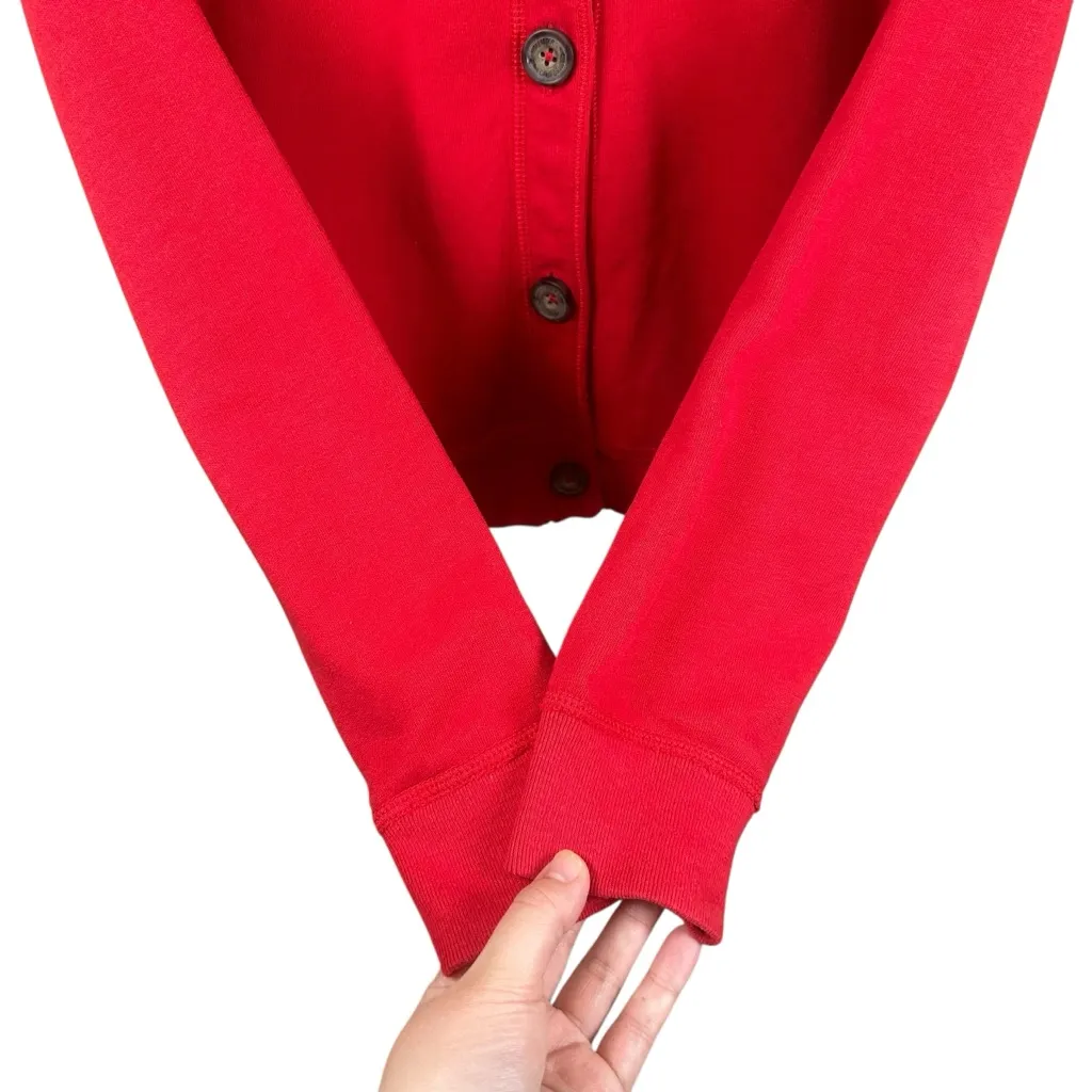 Hollister Red Button Fleece Cardigan Jacket Y2K Preppy Logo M Soft Girl Cozy - Image 7