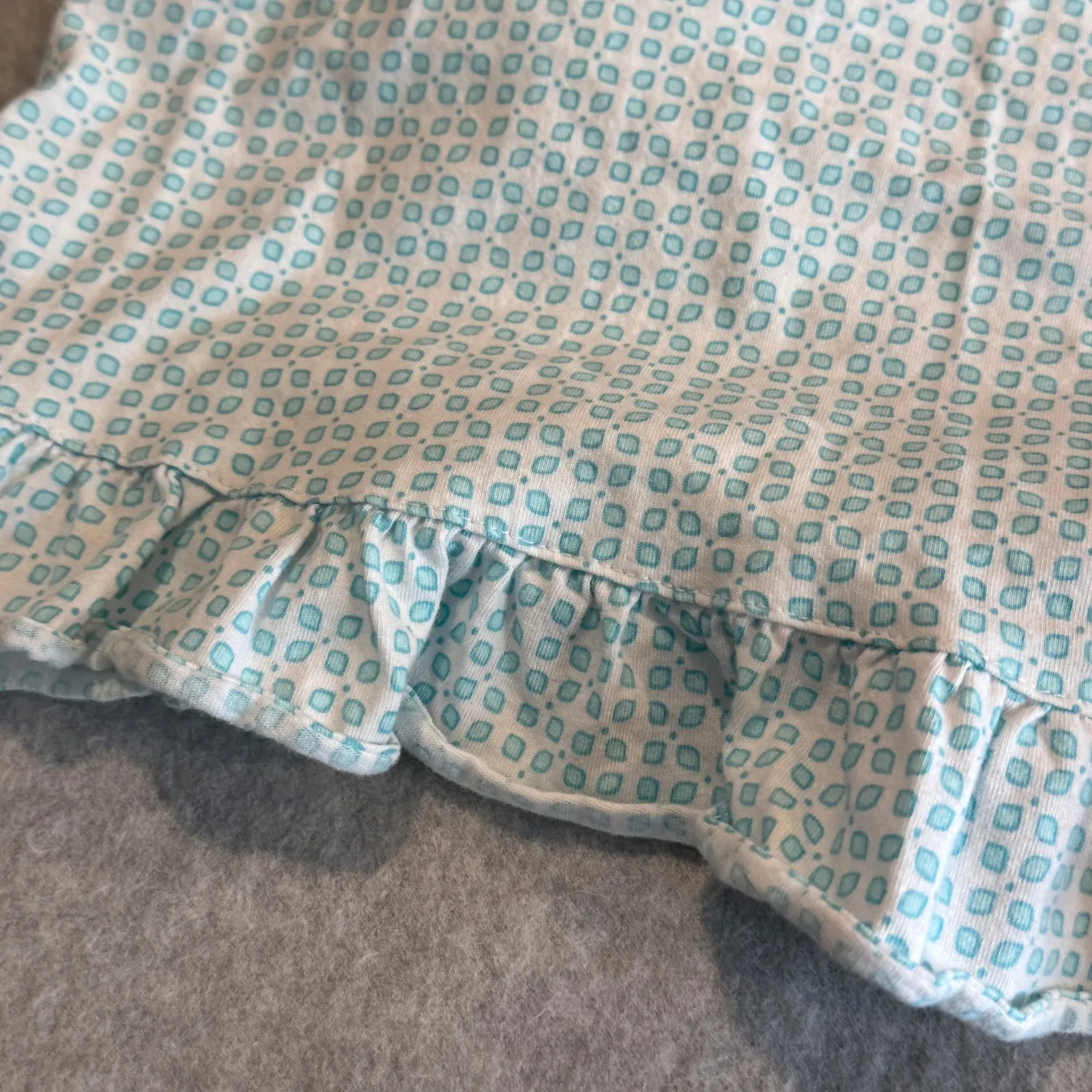 Eileen West Nightgown Women XL Blue White Cotton Flannel Ruffle Trim Square Neck - Image 12