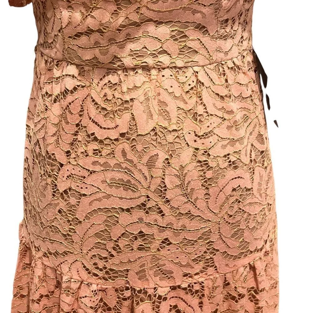 NWT dress the population Reese of the Shoulder rose‎ petal lace maxi dress XS - Image 3