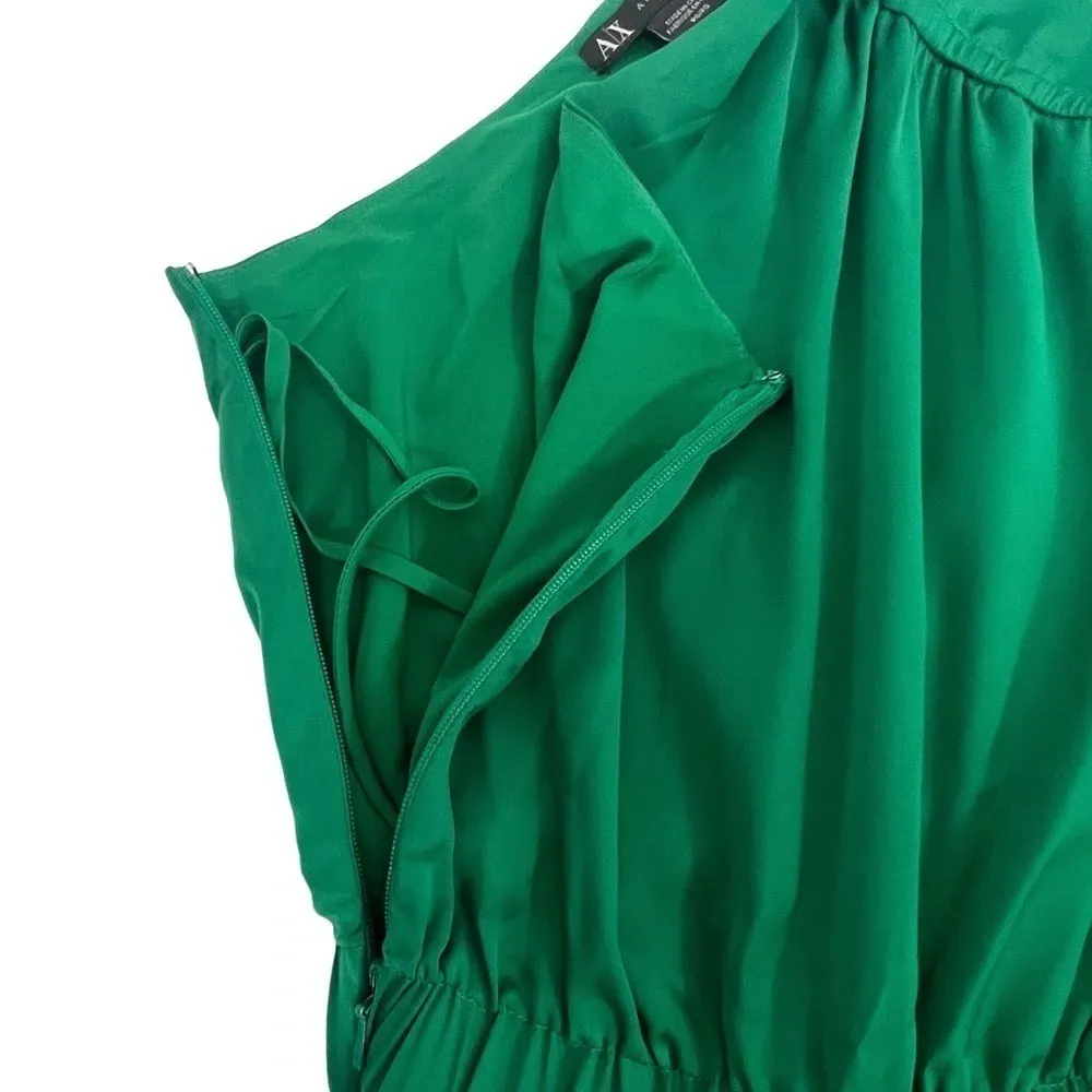 ARMANI EXCHANGE One Shoulder Jumpsuit Kelly Green Satin Silky Summer Size 0 - Image 6